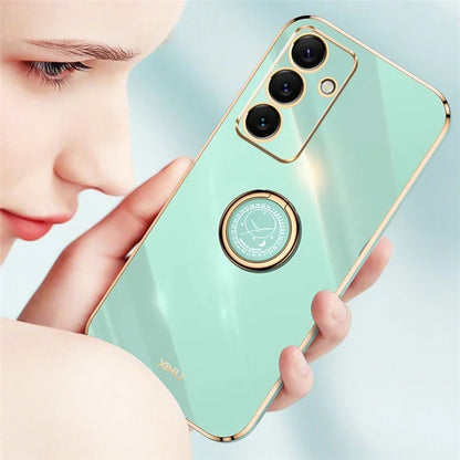 XINLI For Samsung Galaxy S24 FE Case Ring Kickstand Electroplating TPU Phone Cover