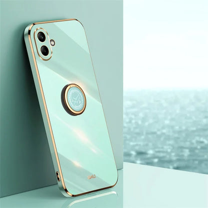 XINLI For Samsung Galaxy A06 Case Ring Kickstand Electroplating TPU Phone Cover