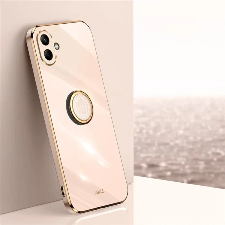 XINLI For Samsung Galaxy A06 Case Ring Kickstand Electroplating TPU Phone Cover