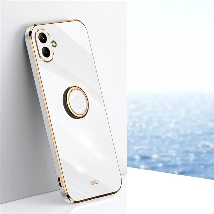XINLI For Samsung Galaxy A06 Case Ring Kickstand Electroplating TPU Phone Cover