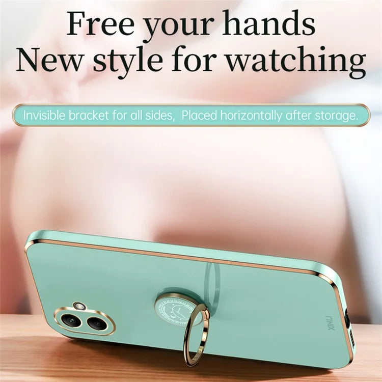 XINLI For Samsung Galaxy A06 Case Ring Kickstand Electroplating TPU Phone Cover