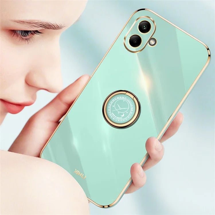 XINLI For Samsung Galaxy A06 Case Ring Kickstand Electroplating TPU Phone Cover