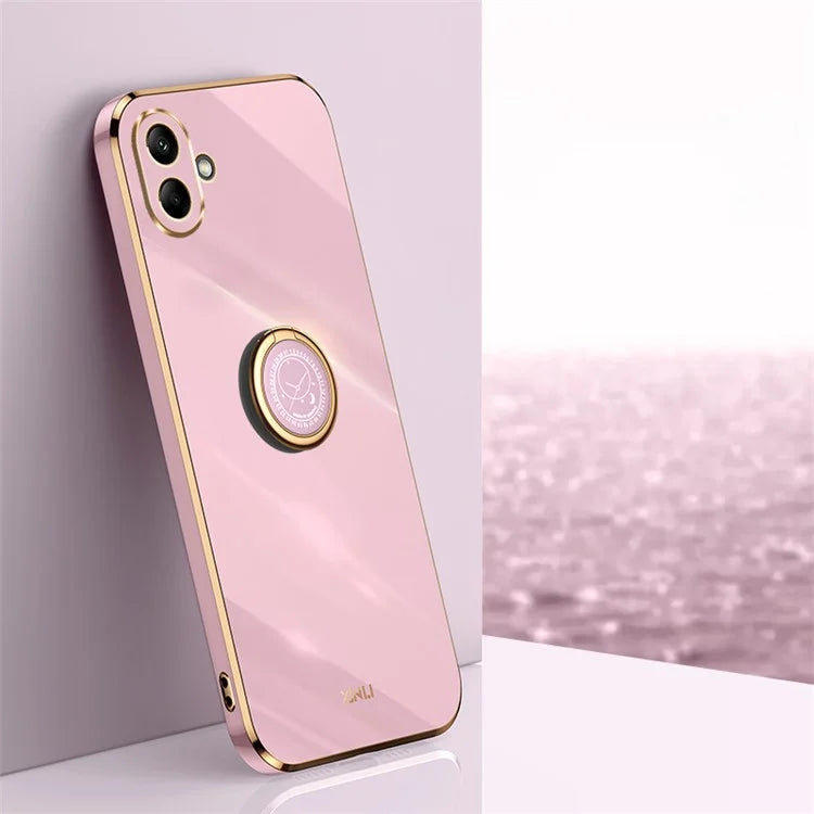 XINLI For Samsung Galaxy A06 Case Ring Kickstand Electroplating TPU Phone Cover