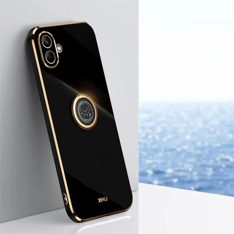 XINLI For Samsung Galaxy A06 Case Ring Kickstand Electroplating TPU Phone Cover