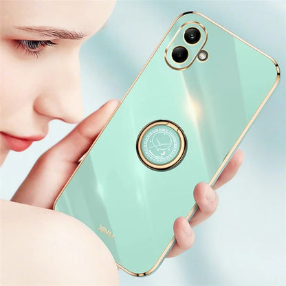 XINLI For Samsung Galaxy A06 Case Ring Kickstand Electroplating TPU Phone Cover