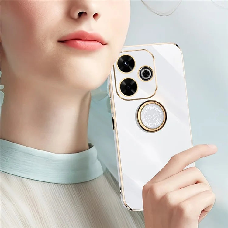 XINLI For Xiaomi Redmi 13 5G / 4G Case Ring Kickstand Electroplating TPU Phone Cover