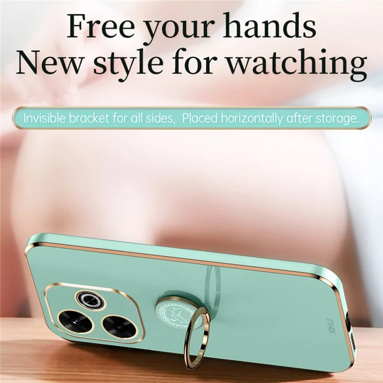 XINLI For Xiaomi Redmi 13 5G / 4G Case Ring Kickstand Electroplating TPU Phone Cover