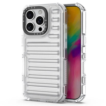 For iPhone 16 Pro Max Case Stripe Design Anti-Slip Detachable TPU+PC Phone Cover