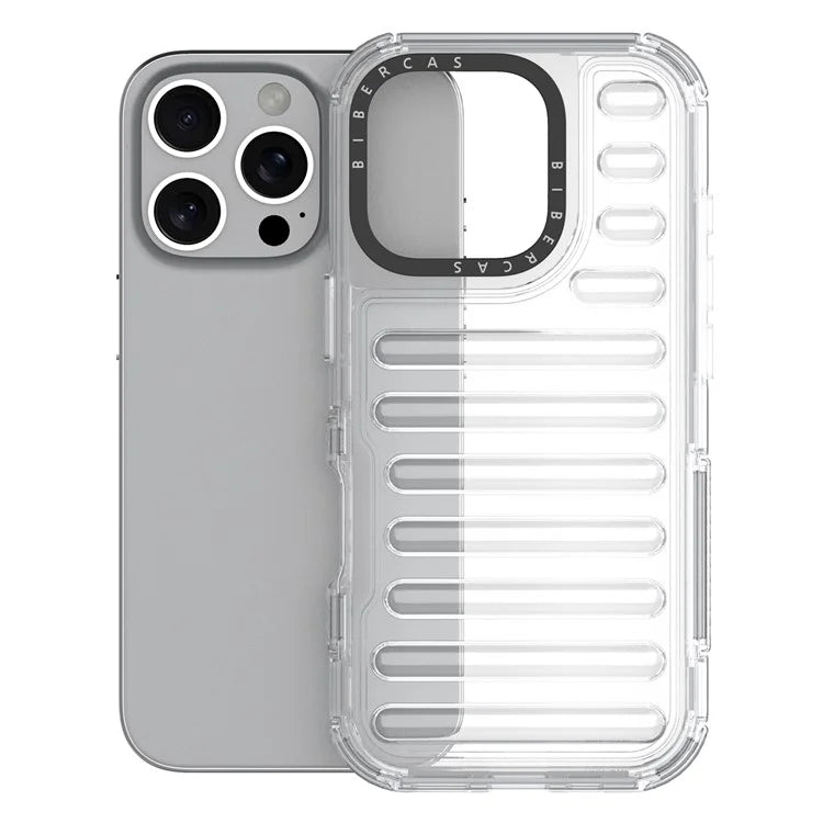 For iPhone 16 Pro Max Case Stripe Design Anti-Slip Detachable TPU+PC Phone Cover