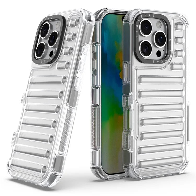 For iPhone 16 Pro Max Case Stripe Design Anti-Slip Detachable TPU+PC Phone Cover