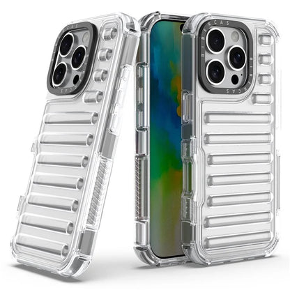 For iPhone 16 Pro Max Case Stripe Design Anti-Slip Detachable TPU+PC Phone Cover