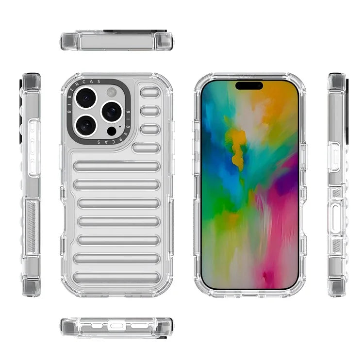 For iPhone 16 Pro Max Case Stripe Design Anti-Slip Detachable TPU+PC Phone Cover