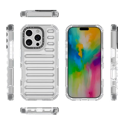 For iPhone 16 Pro Max Case Stripe Design Anti-Slip Detachable TPU+PC Phone Cover