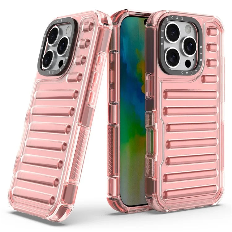 For iPhone 16 Pro Max Case Stripe Design Anti-Slip Detachable TPU+PC Phone Cover