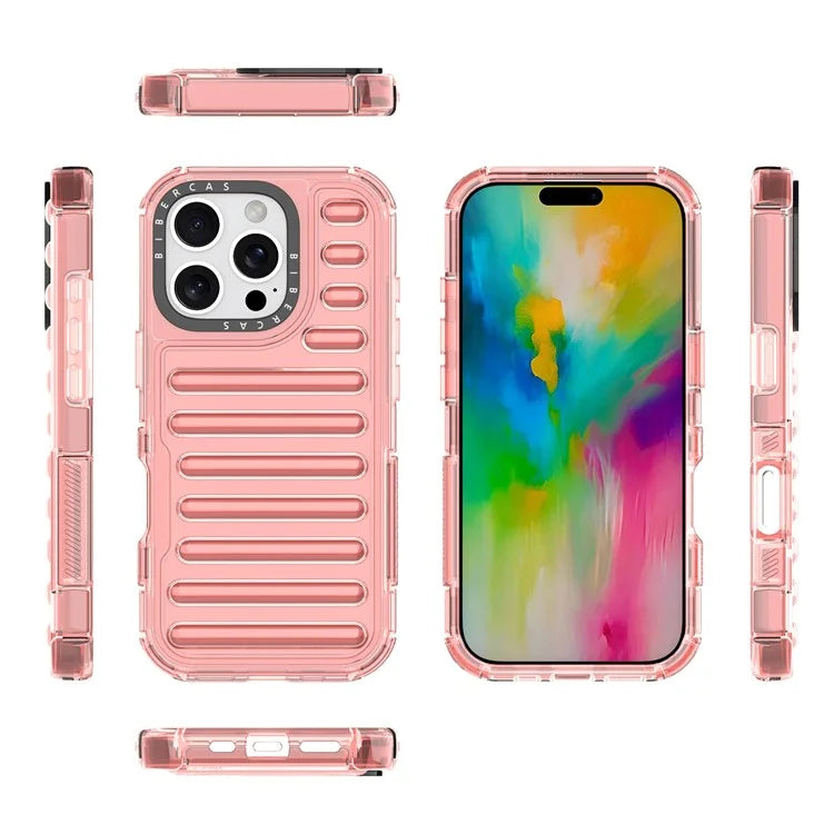 For iPhone 16 Pro Max Case Stripe Design Anti-Slip Detachable TPU+PC Phone Cover