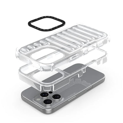 For iPhone 16 Pro Max Case Stripe Design Anti-Slip Detachable TPU+PC Phone Cover
