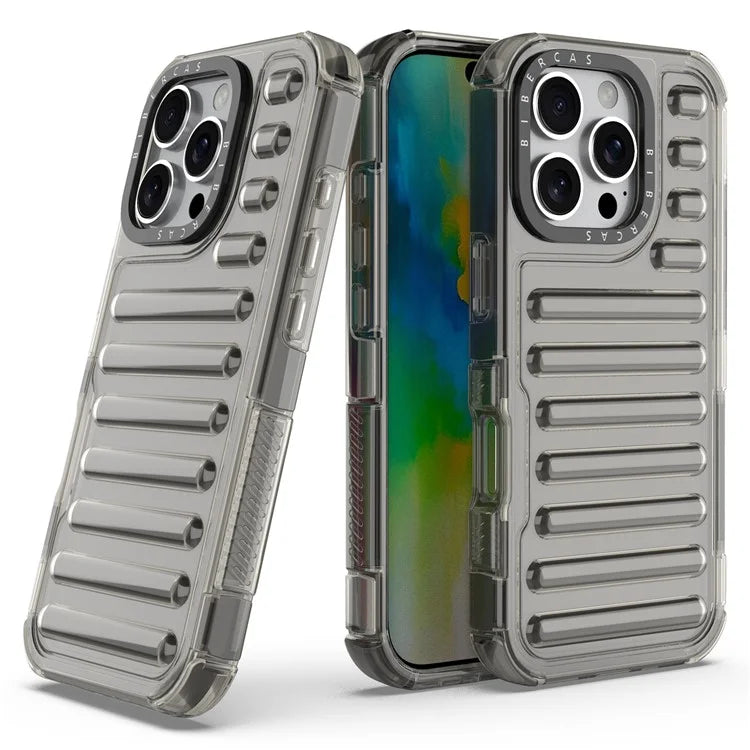 For iPhone 16 Pro Max Case Stripe Design Anti-Slip Detachable TPU+PC Phone Cover