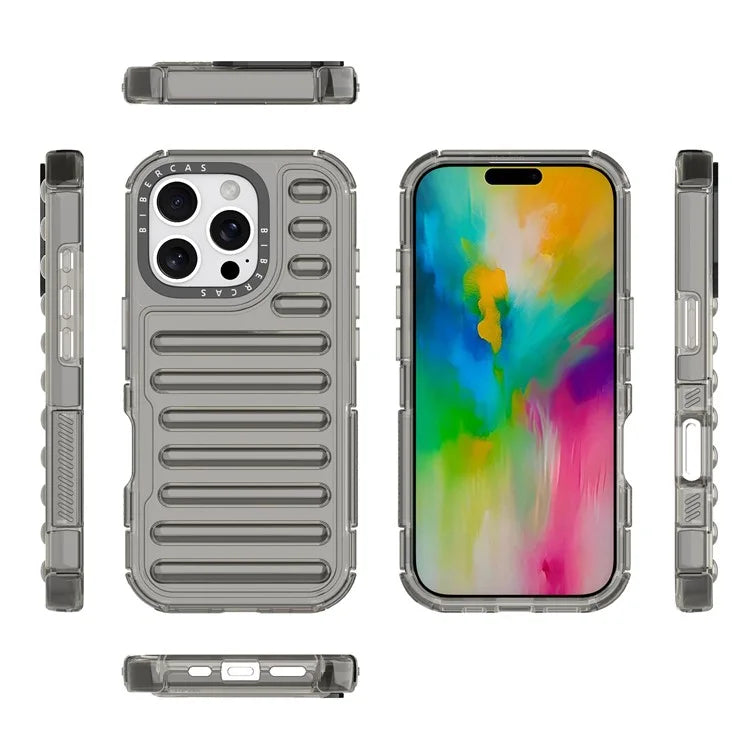 For iPhone 16 Pro Max Case Stripe Design Anti-Slip Detachable TPU+PC Phone Cover
