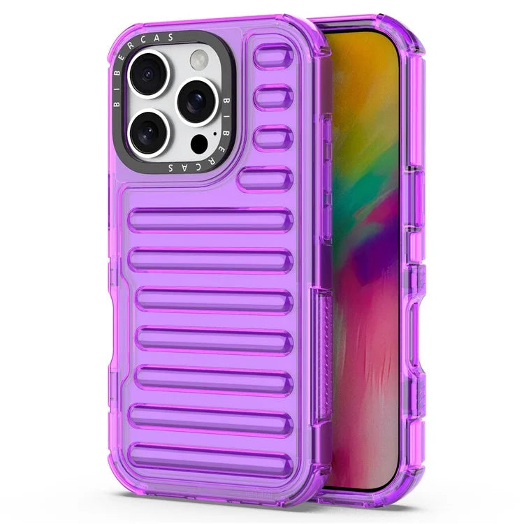 For iPhone 16 Pro Max Case Stripe Design Anti-Slip Detachable TPU+PC Phone Cover