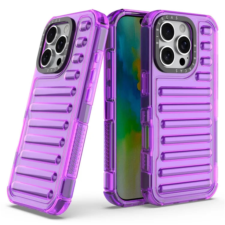 For iPhone 16 Pro Max Case Stripe Design Anti-Slip Detachable TPU+PC Phone Cover