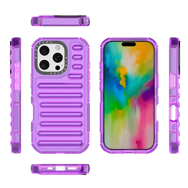 For iPhone 16 Pro Max Case Stripe Design Anti-Slip Detachable TPU+PC Phone Cover