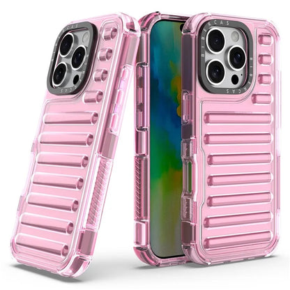 For iPhone 16 Pro Max Case Stripe Design Anti-Slip Detachable TPU+PC Phone Cover
