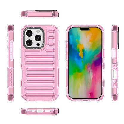 For iPhone 16 Pro Max Case Stripe Design Anti-Slip Detachable TPU+PC Phone Cover