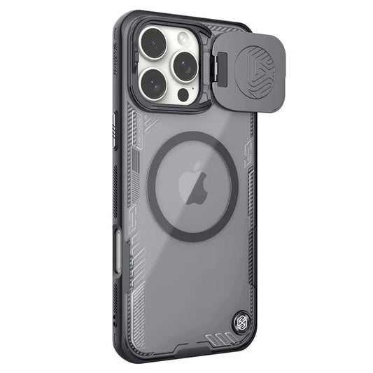 NILLKIN ICELADE Prop Magnetic Series For iPhone 16 Pro Max Case Compatible with MagSafe PC+TPU Phone Cover Slide Lens Lid - Black