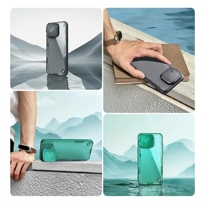 NILLKIN Iceblade Prop for iPhone 16 Pro Max Case PC+TPU Phone Shell with Lens Cover Kickstand