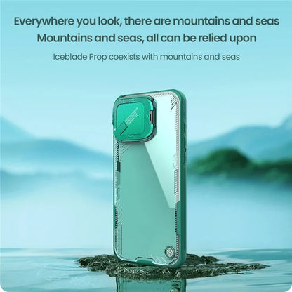 NILLKIN Iceblade Prop for iPhone 16 Pro Max Case PC+TPU Phone Shell with Lens Cover Kickstand