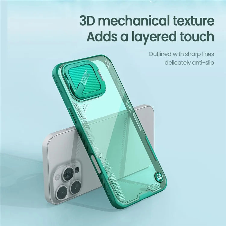NILLKIN Iceblade Prop for iPhone 16 Pro Max Case PC+TPU Phone Shell with Lens Cover Kickstand