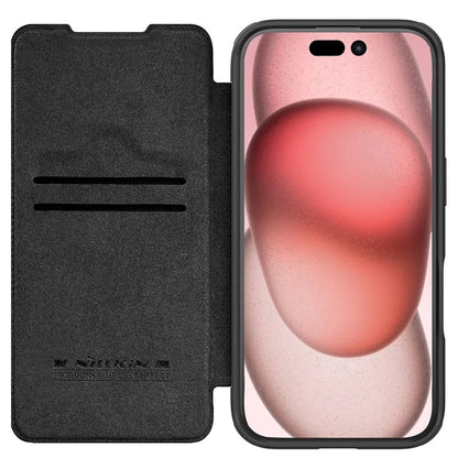 NILLKIN Qin Prop Series for iPhone 16 Pro Max Leather Case Lens Kickstand Phone Cover