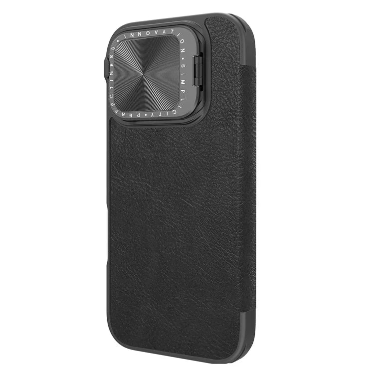 NILLKIN Qin Prop Series for iPhone 16 Pro Max Leather Case Lens Kickstand Phone Cover