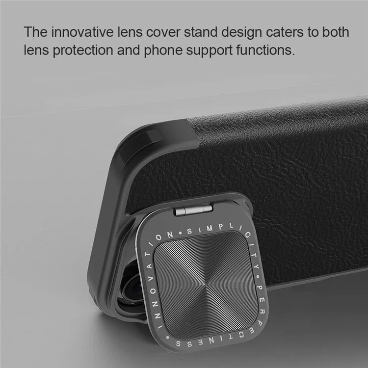 NILLKIN Qin Prop Series for iPhone 16 Pro Max Leather Case Lens Kickstand Phone Cover