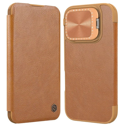 NILLKIN Qin Prop Series for iPhone 16 Pro Max Leather Case Lens Kickstand Phone Cover