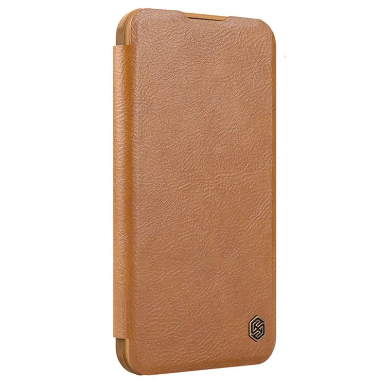 NILLKIN Qin Prop Series for iPhone 16 Pro Max Leather Case Lens Kickstand Phone Cover