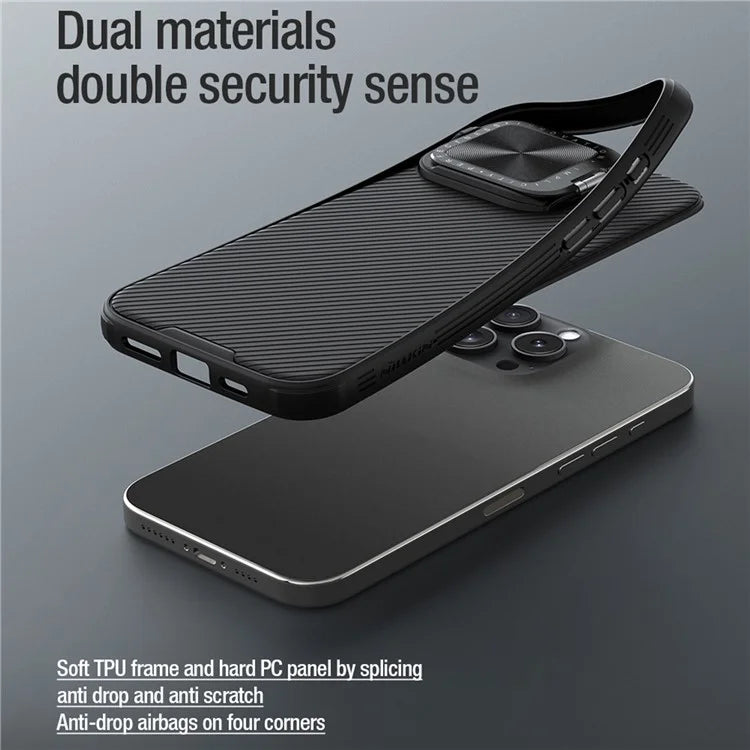 NILLKIN Camshield Prop Magnetic Series for iPhone 16 Pro Max Case Compatible with MagSafe PC+TPU Phone Cover with Camera Cover