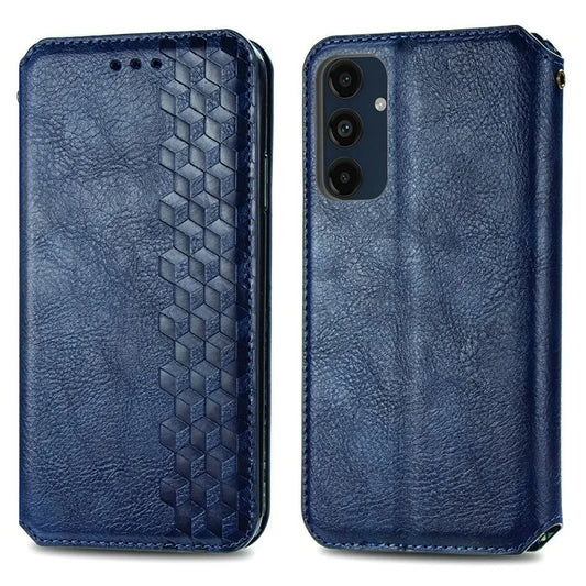 For Samsung Galaxy S24 FE Case Rhombus Imprint PU Leather Wallet Phone Cover
