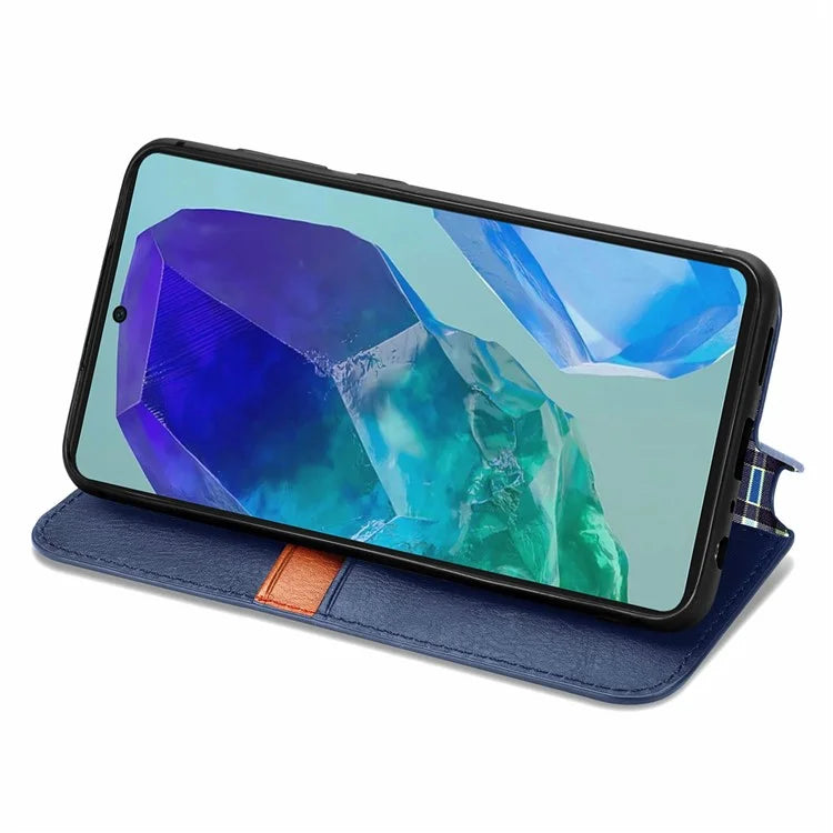 For Samsung Galaxy S24 FE Case Rhombus Imprint PU Leather Wallet Phone Cover
