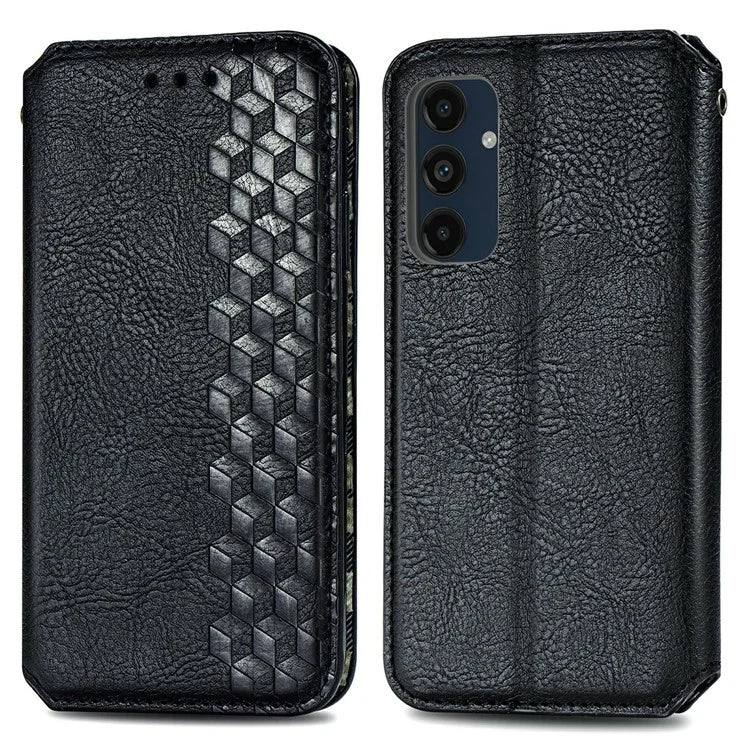 For Samsung Galaxy S24 FE Case Rhombus Imprint PU Leather Wallet Phone Cover