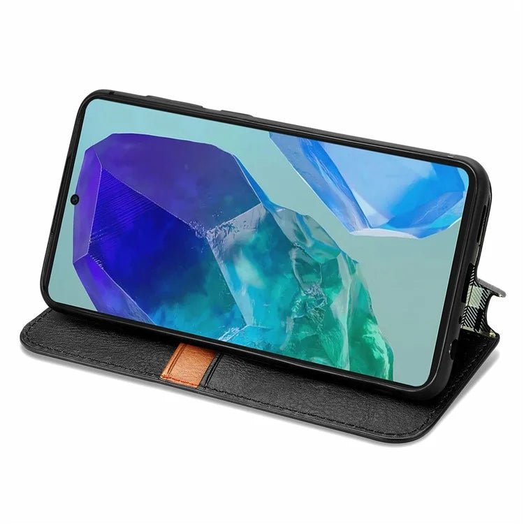 For Samsung Galaxy S24 FE Case Rhombus Imprint PU Leather Wallet Phone Cover