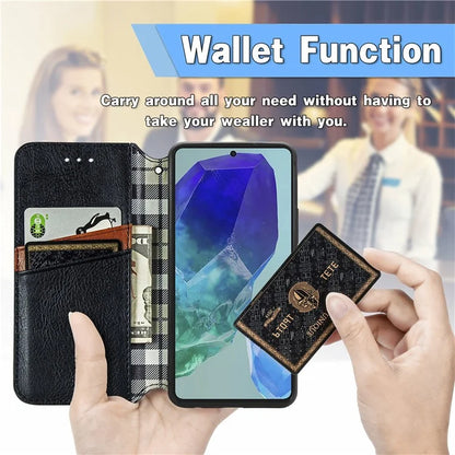 For Samsung Galaxy S24 FE Case Rhombus Imprint PU Leather Wallet Phone Cover