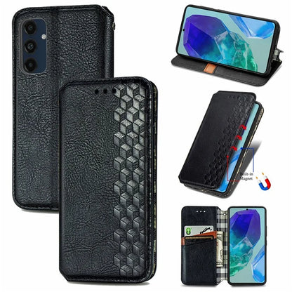 For Samsung Galaxy S24 FE Case Rhombus Imprint PU Leather Wallet Phone Cover