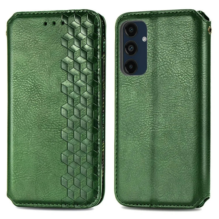 For Samsung Galaxy S24 FE Case Rhombus Imprint PU Leather Wallet Phone Cover