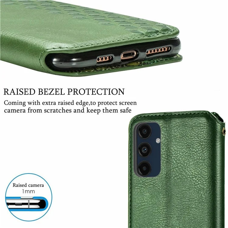 For Samsung Galaxy S24 FE Case Rhombus Imprint PU Leather Wallet Phone Cover
