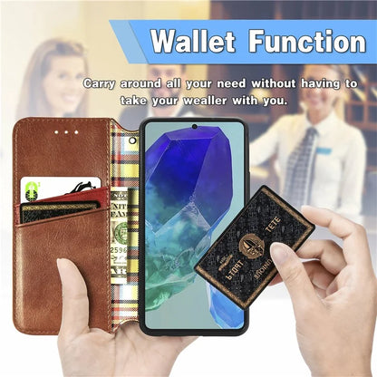 For Samsung Galaxy S24 FE Case Rhombus Imprint PU Leather Wallet Phone Cover