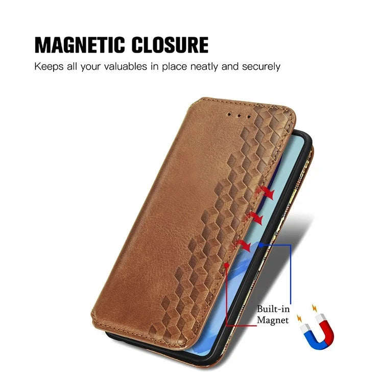 For Samsung Galaxy S24 FE Case Rhombus Imprint PU Leather Wallet Phone Cover