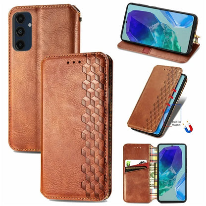 For Samsung Galaxy S24 FE Case Rhombus Imprint PU Leather Wallet Phone Cover
