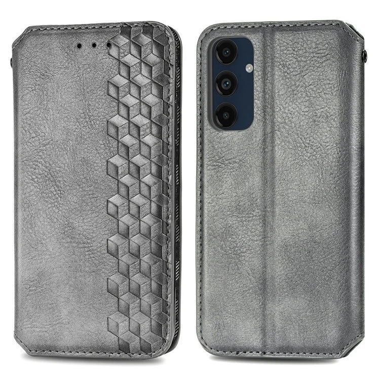 For Samsung Galaxy S24 FE Case Rhombus Imprint PU Leather Wallet Phone Cover