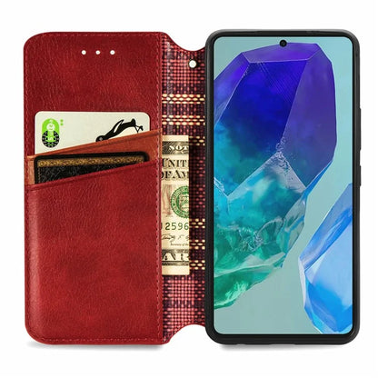 For Samsung Galaxy S24 FE Case Rhombus Imprint PU Leather Wallet Phone Cover
